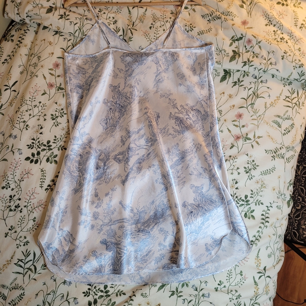 Satin Blue Slip Dress - Picture 5 of 7